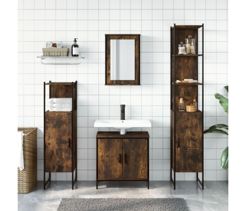 Set de muebles baño 4 pzas madera contrachapada roble ahumado