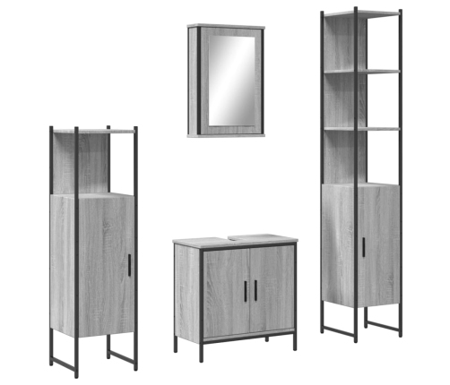 Set de muebles de baño 4 pzas madera contrachapada gris sonoma