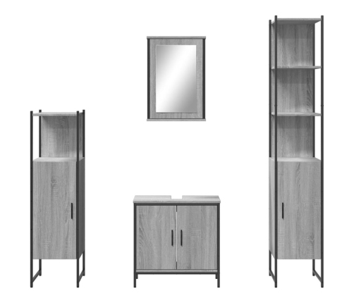 Set de muebles de baño 4 pzas madera contrachapada gris sonoma