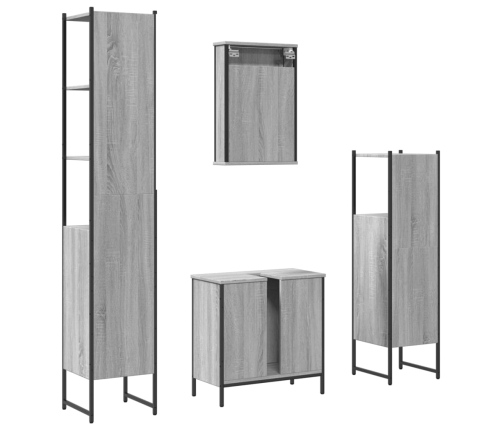 Set de muebles de baño 4 pzas madera contrachapada gris sonoma