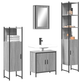 Set de muebles de baño 4 pzas madera contrachapada gris sonoma