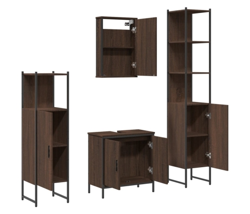 Set de muebles baño 4 pzas madera contrachapada roble marrón