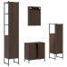 Set de muebles baño 4 pzas madera contrachapada roble marrón