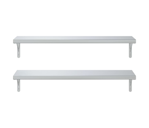 Estantes de pared 2 uds acero inoxidable plateado 100x30 cm