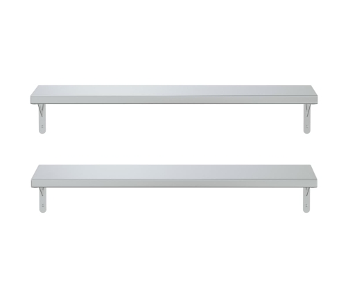 vidaXL Estantes de pared 2 uds acero inoxidable plateado 100x23,5 cm