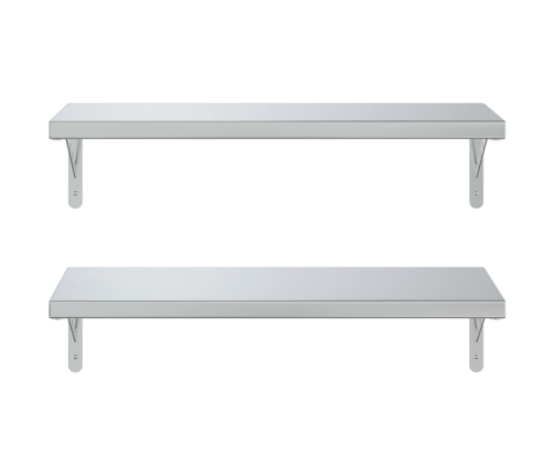 vidaXL Estantes de pared 2 uds acero inoxidable plateado 75x30 cm