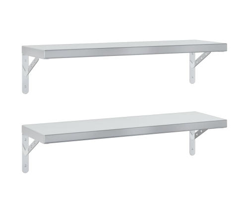 Estantes de pared 2 uds acero inoxidable plateado 75x23,5 cm