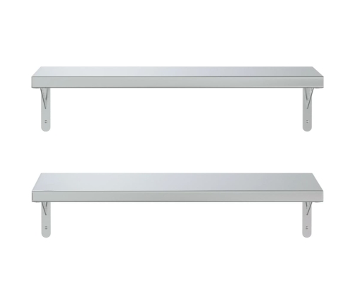 Estantes de pared 2 uds acero inoxidable plateado 75x23,5 cm