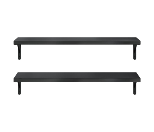 Estantes de pared 2 uds acero inoxidable negro 100x30 cm