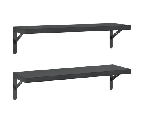 Estantes de pared 2 uds acero inoxidable negro 75x23,5 cm