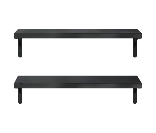 Estantes de pared 2 uds acero inoxidable negro 75x23,5 cm