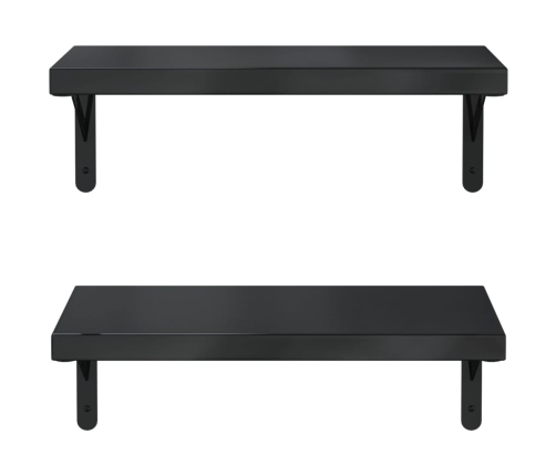 Estantes de pared 2 uds acero inoxidable negro 50x23,5 cm