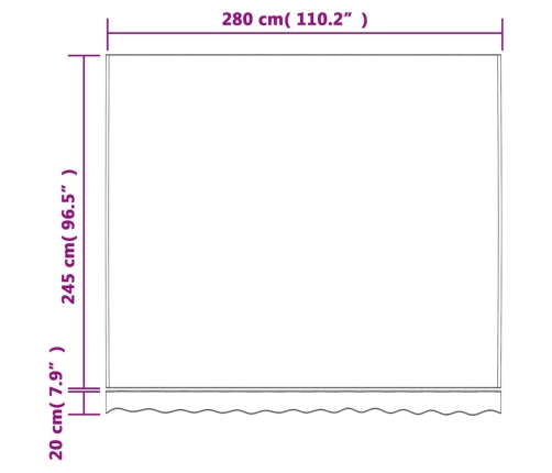 Tela de repuesto de toldo rayas rojas y blancas 3x2,5 m