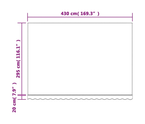 Tela de repuesto de toldo rayas rojas y blancas 4,5x3 m