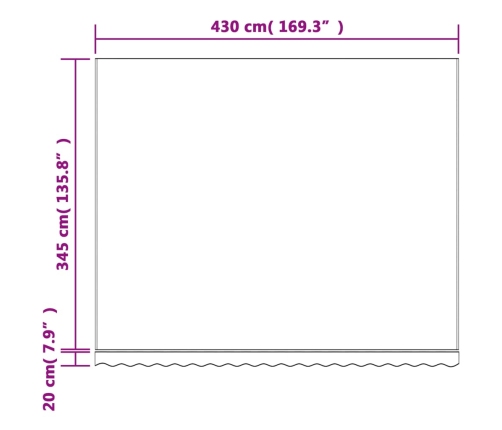 Tela de repuesto de toldo rayas rojas y blancas 4,5x3,5 m