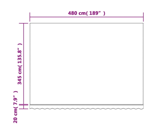 Tela de repuesto de toldo rayas rojas y blancas 5x3,5 m