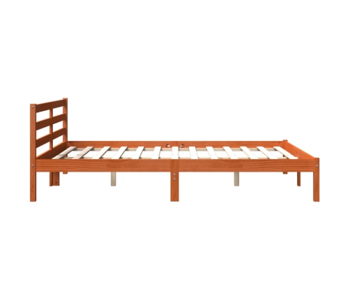 Estructura de cama madera maciza pino marrón cera 160x200 cm