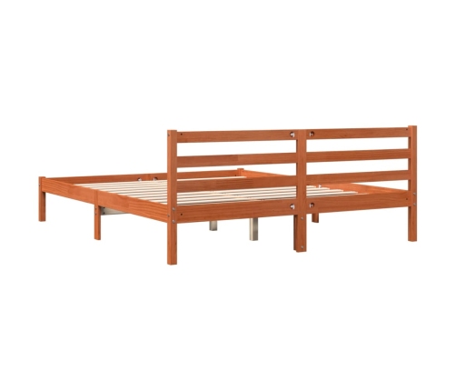 Estructura de cama madera maciza pino marrón cera 160x200 cm