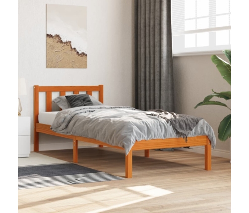 Estructura de cama sin colchón madera maciza marrón 75x190 cm