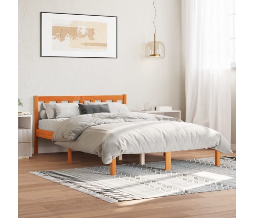 Estructura de cama sin colchón madera maciza marrón 135x190 cm