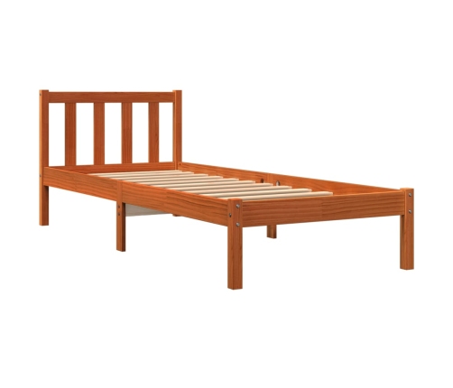 Cama sin colchón madera maciza de pino marrón cera 100x200 cm