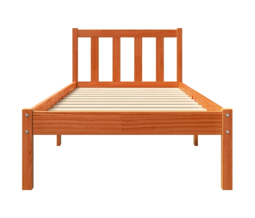 Cama sin colchón madera maciza de pino marrón cera 100x200 cm