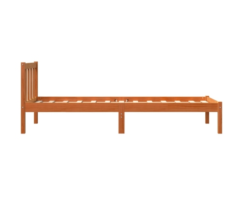 Cama sin colchón madera maciza de pino marrón cera 100x200 cm