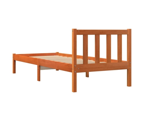 Cama sin colchón madera maciza de pino marrón cera 100x200 cm