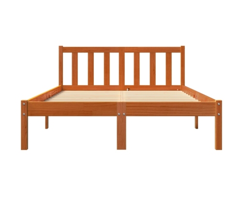 vidaXL Estructura de cama madera maciza pino marrón cera 120x200 cm