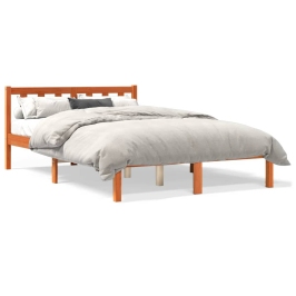 Cama sin colchón madera maciza de pino marrón cera 120x200 cm