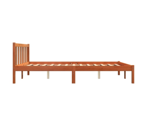 Cama sin colchón madera maciza pino marrón cera 150x200 cm