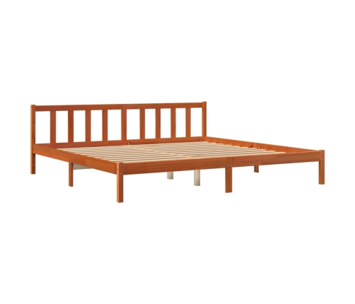 Cama sin colchón madera maciza de pino marrón cera 180x200 cm