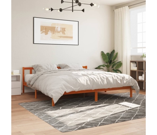 Cama sin colchón madera maciza de pino marrón cera 180x200 cm