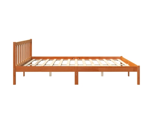 Cama sin colchón madera maciza de pino marrón cera 180x200 cm