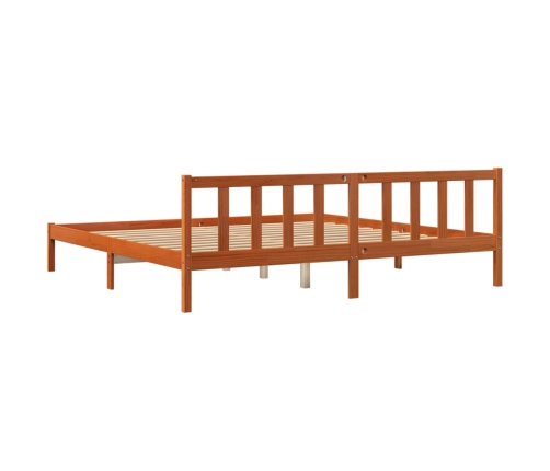 Cama sin colchón madera maciza de pino marrón cera 180x200 cm