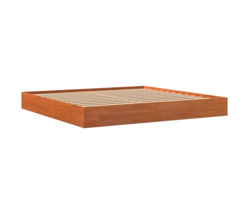 Cama sin colchón madera maciza de pino marrón cera 180x200 cm