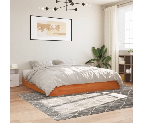 Cama sin colchón madera maciza de pino marrón cera 180x200 cm