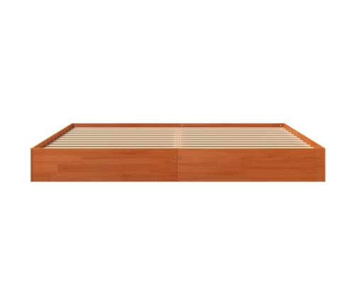 Cama sin colchón madera maciza de pino marrón cera 180x200 cm