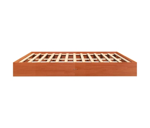 Cama sin colchón madera maciza de pino marrón cera 180x200 cm