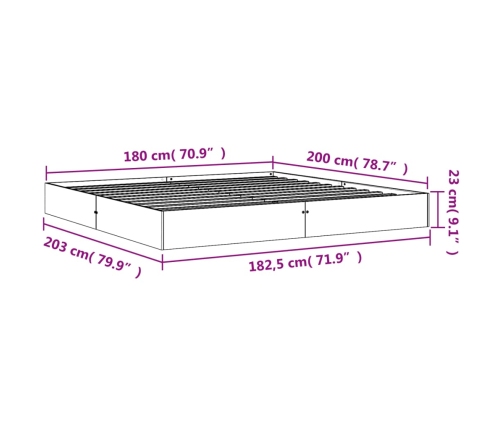 Cama sin colchón madera maciza de pino marrón cera 180x200 cm