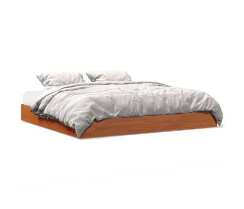 Cama sin colchón madera maciza de pino marrón cera 180x200 cm