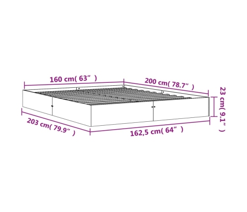 Cama sin colchón madera maciza de pino marrón cera 160x200 cm