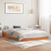 Cama sin colchón madera maciza pino marrón cera 150x200 cm