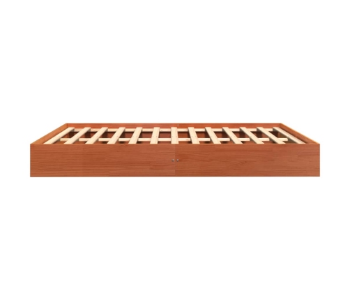 Cama sin colchón madera maciza pino marrón cera 150x200 cm
