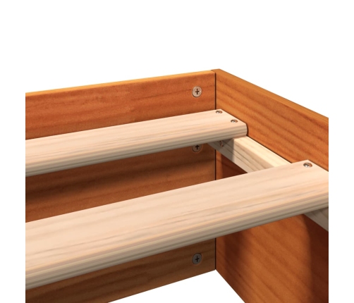 Cama sin colchón madera maciza pino marrón cera 150x200 cm