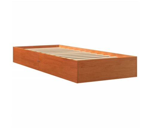 Cama sin colchón madera maciza de pino marrón cera 100x200 cm
