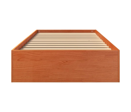 Cama sin colchón madera maciza de pino marrón cera 100x200 cm