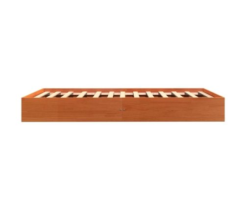 Cama sin colchón madera maciza de pino marrón cera 100x200 cm