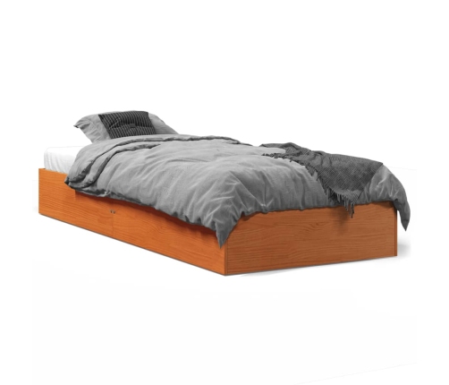 Cama sin colchón madera maciza de pino marrón cera 100x200 cm