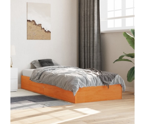 Estructura de cama sin colchón madera maciza marrón 75x190 cm